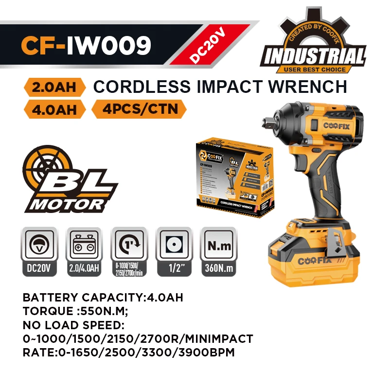 0~1000/1500/2150/2700r/min CORDLESS IMPACT WRENCH factory